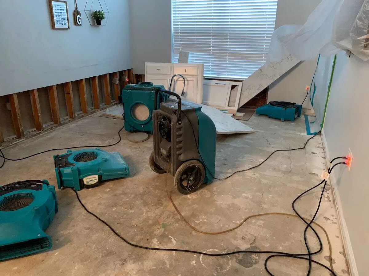 Dehumidifier in flood-cut room for Water Damage Restoration in Demopolis